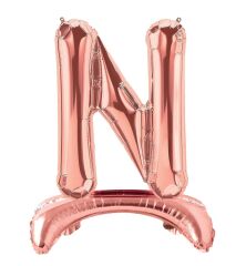 Toptan 32″ Ayaklı Bronze N Harfi Folyo Balon