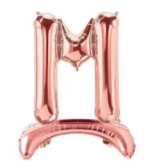 Toptan 32″ Ayaklı Bronze M Harfi Folyo Balon