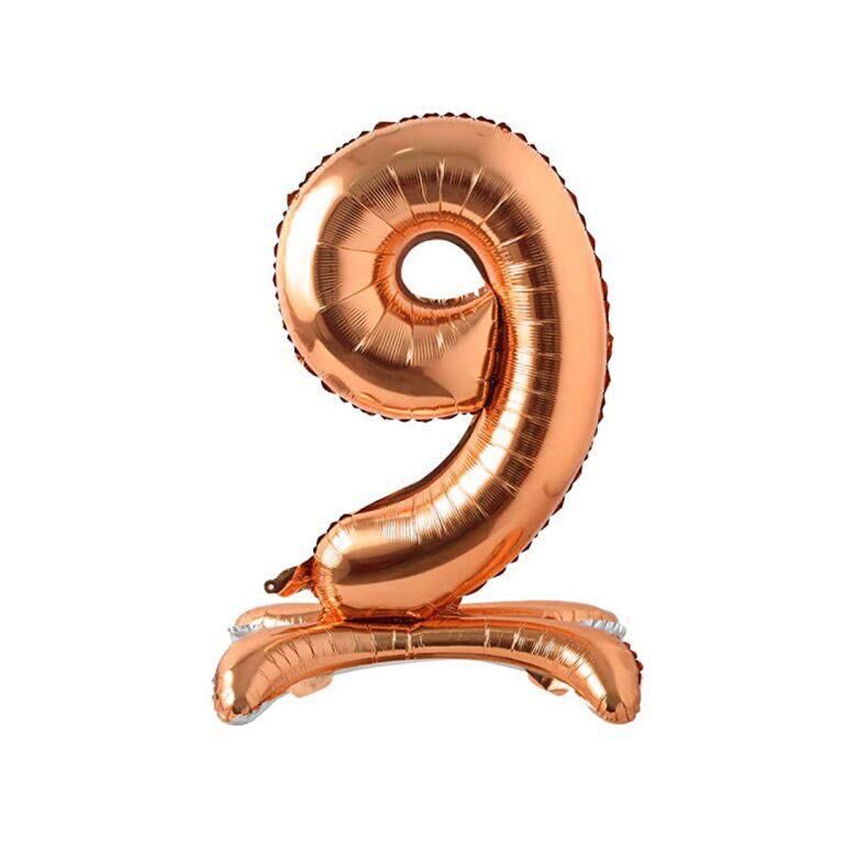 Toptan 32'' ayaklı bronze 9 rakam folyo balon