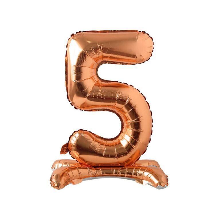Toptan 32'' ayaklı bronze 5 rakam folyo balon