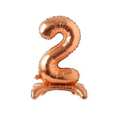 Toptan 32'' ayaklı bronze 2 rakam folyo balon