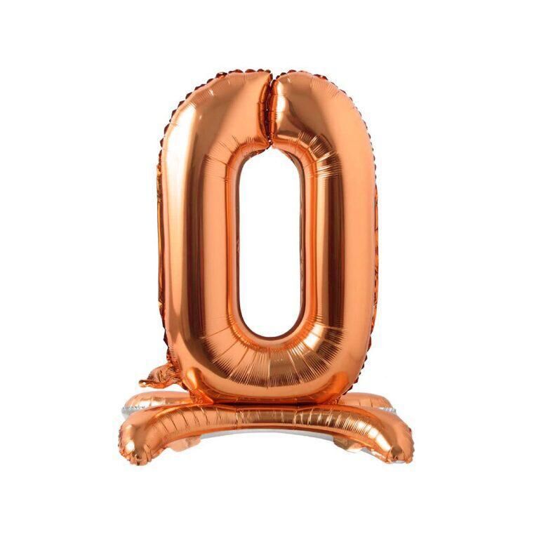 Toptan 32'' ayaklı bronze 0 rakam folyo balon