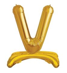 Toptan 32'' gold V harfi ayaklı folyo balon