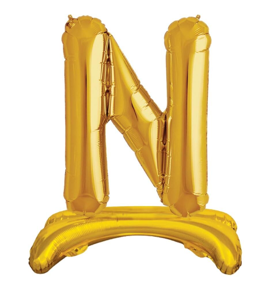 Toptan 32'' gold N harfi ayaklı folyo balon
