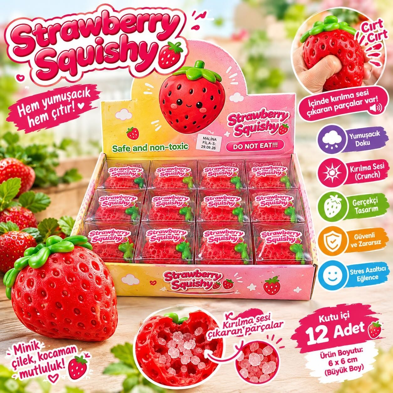 Toptan Strawberry Squishy Oyuncak