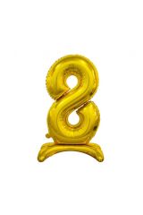 Toptan 32'' ayaklı gold 8 rakam folyo balon