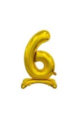Toptan 32'' ayaklı gold 6 rakam folyo balon