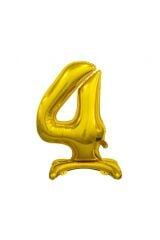 Toptan 32'' ayaklı gold 4 rakam folyo balon
