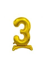 Toptan 32'' ayaklı gold 3 rakam folyo balon