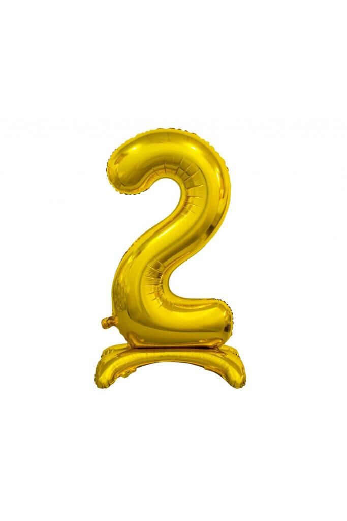 Toptan 32'' ayaklı gold 2 rakam folyo balon