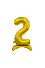 Toptan 32'' ayaklı gold 2 rakam folyo balon