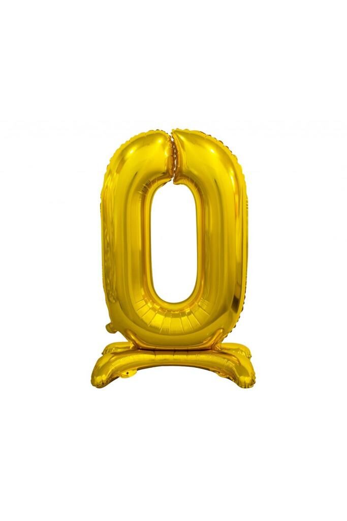 Toptan 32'' ayaklı gold 0 rakam folyo balon