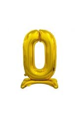 Toptan 32'' ayaklı gold 0 rakam folyo balon