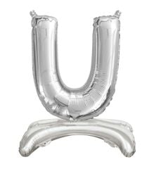 Toptan 32'' ayaklı gümüş U harfi folyo balon