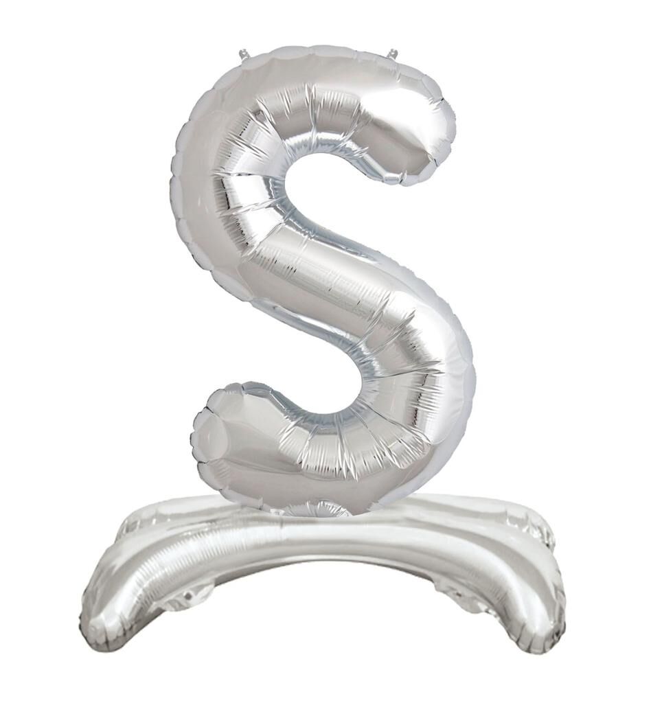 Toptan 32'' ayaklı gümüş S harfi folyo balon