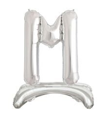 Toptan 32'' ayaklı gümüş M harfi folyo balon