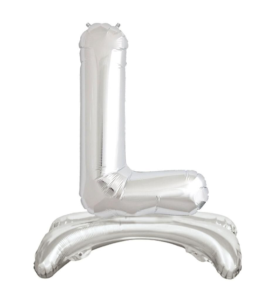 Toptan 32'' ayaklı gümüş L harfi folyo balon