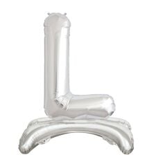 Toptan 32'' ayaklı gümüş L harfi folyo balon