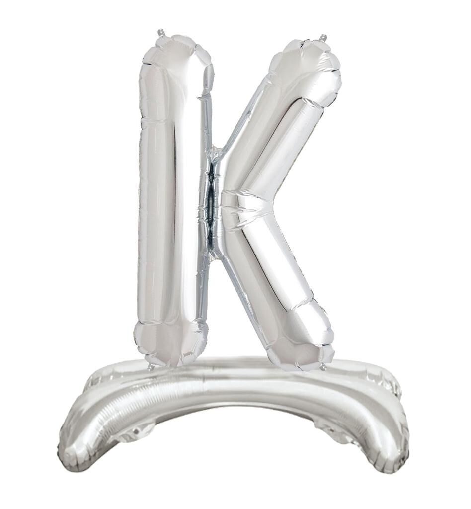 Toptan 32'' ayaklı gümüş K harfi folyo balon