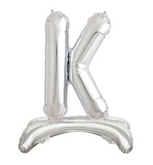 Toptan 32'' ayaklı gümüş K harfi folyo balon