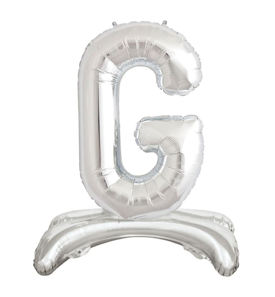 Toptan 32'' ayaklı gümüş G harfi folyo balon