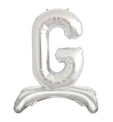 Toptan 32'' ayaklı gümüş G harfi folyo balon