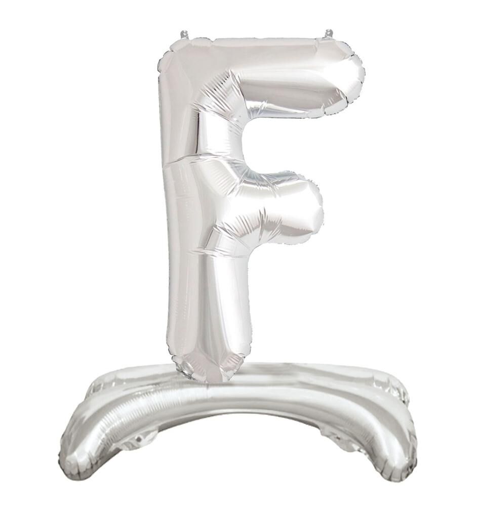 Toptan 32'' ayaklı gümüş F harfi folyo balon