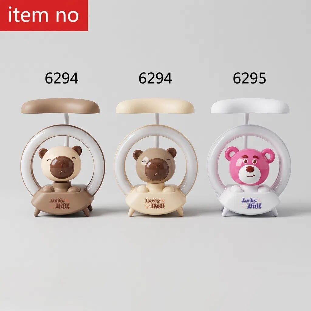 Toptan Lucky Doll Ayıcık Figürlü Masa Lambası