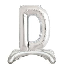 Toptan 32'' ayaklı gümüş D harfi folyo balon