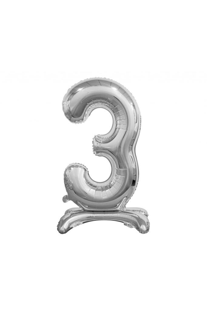 Toptan 32'' ayaklı gümüş 3 rakam folyo balon