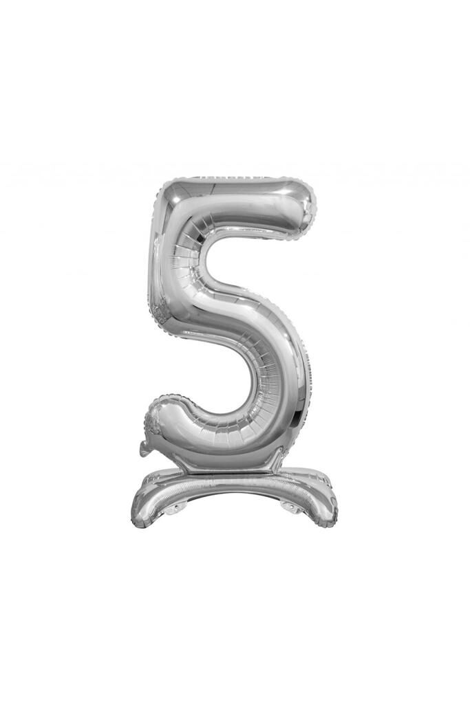 Toptan 32'' ayaklı gümüş 5 rakam folyo balon