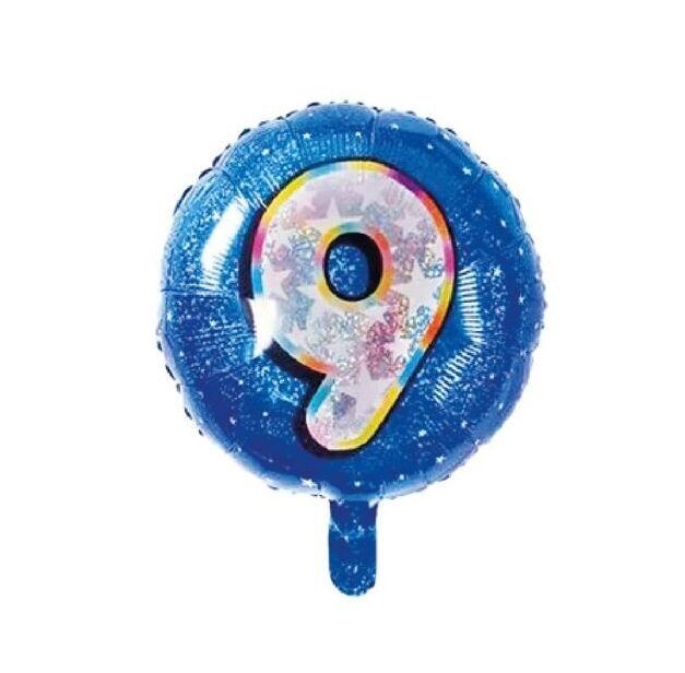 Toptan 18'' mavi 9 rakam folyo balon
