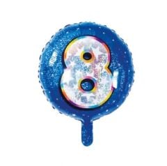 Toptan 18'' mavi 8 rakam folyo balon