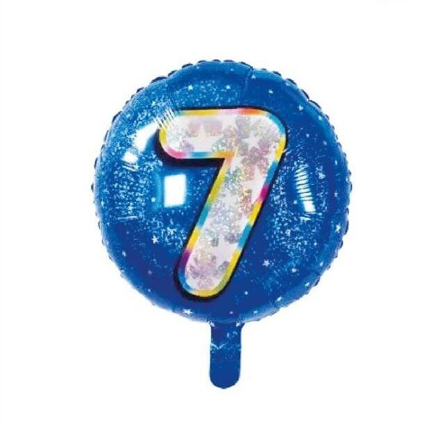Toptan 18'' mavi 7 rakam folyo balon