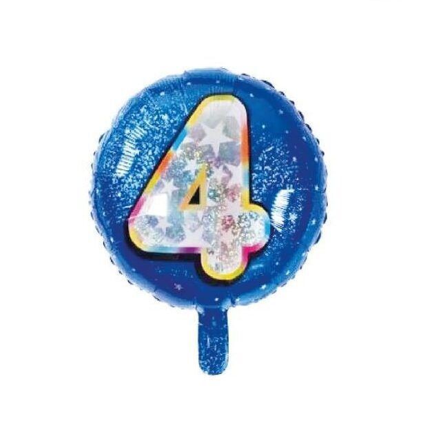 Toptan 18'' mavi 4 rakam folyo balon