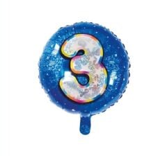 Toptan 18'' mavi 3 rakam folyo balon