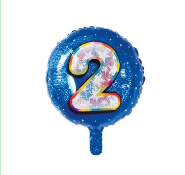 Toptan 18'' mavi 2 rakam folyo balon