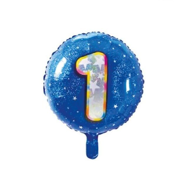 Toptan 18'' mavi 1 rakam folyo balon