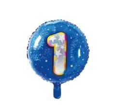 Toptan 18'' mavi 1 rakam folyo balon