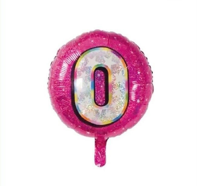 Toptan 18'' pembe 0 rakam folyo balon