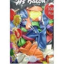 Toptan As Balon Metalik 12 İnç Karışık Renk 100'lü