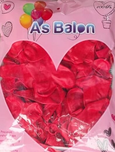Toptan As Balon Pastel Kalp Balon Kırmızı 12 İnç 100'lü