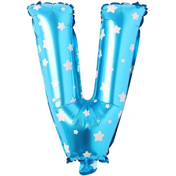 Toptan 16'' Mavi Yıldızlı V Folyo Balon