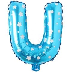 Toptan 16'' Mavi Yıldızlı U Folyo Balon