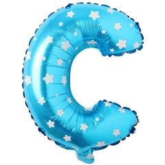 Toptan 16'' Mavi Yıldızlı C Folyo Balon