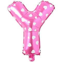 Toptan 16'' Pembe Kalpli Y Folyo Balon
