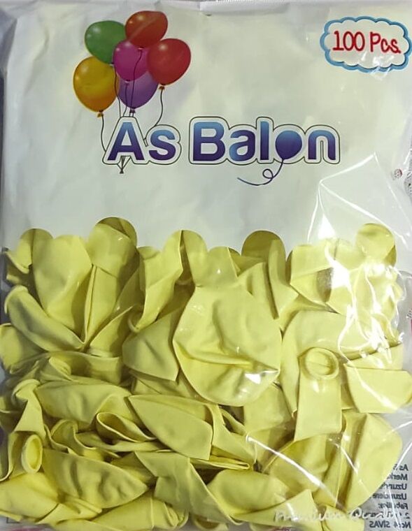 Toptan As Makaron Soft Balon Sarı 12 İnç 100'lü