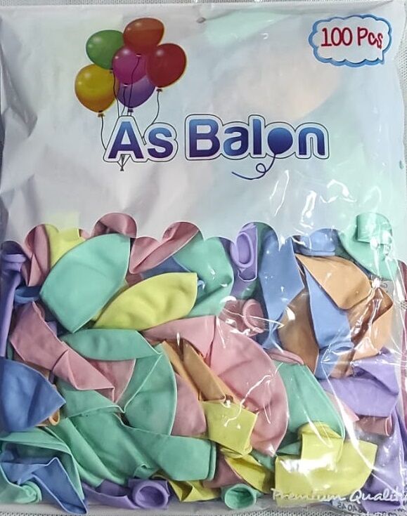 Toptan As Makaron Soft Balon Karışık Renkli 12 İnç 100'lü