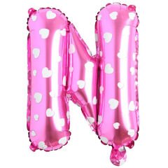 Toptan 16'' Pembe Kalpli N Folyo Balon