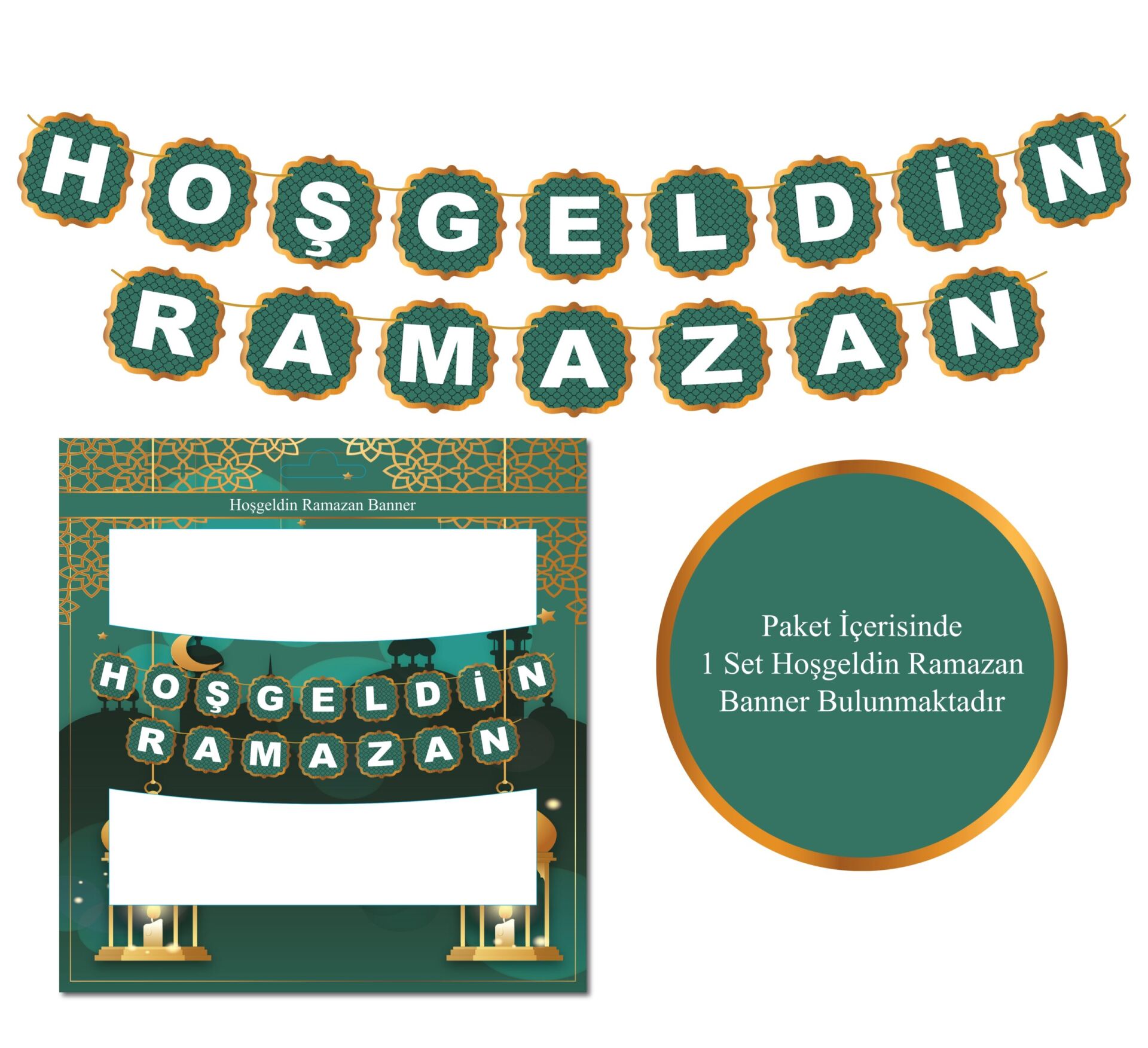 Toptan Hoşgeldin Ramazan Yeşil Dekor Banner